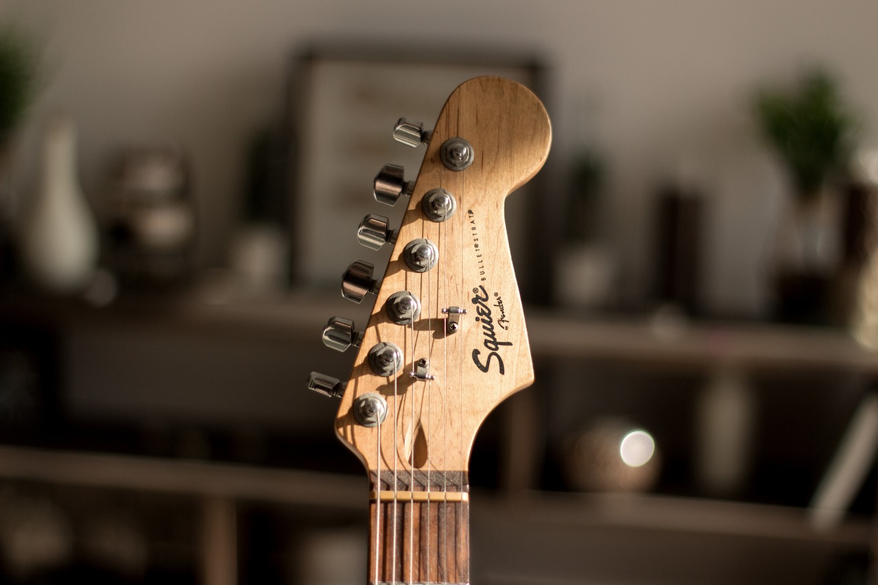Electric guitar, guitar, squier — Comfortable and Stylish Interiors with Wood Veneered Panels